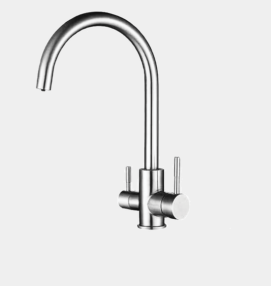 NYT Børstet Rustfrit Stilrent design - 3-Vejs vandhane - Dette armatur anvendes sammen med Omvendt Osmose.